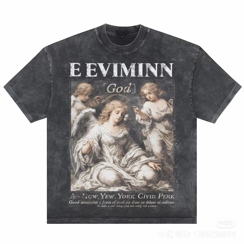 Custom logo Men's Cotton Dtg Printed T-shirts Vintage Wash Graphic Print on Demand T-shirt for Men