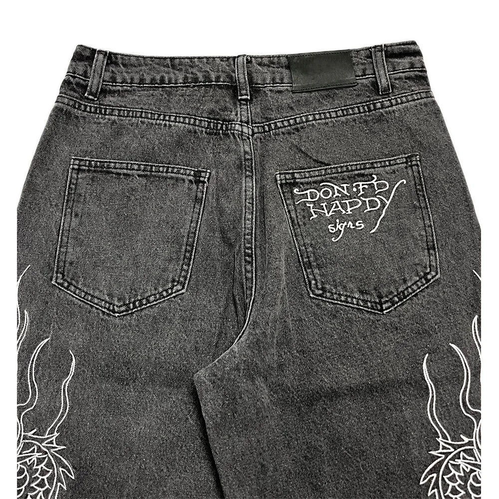 Custom Men's Jeans High Quality Men Baggy Jeans Pants for Men Dragon Embroidery Denim Jeans Manufacturer