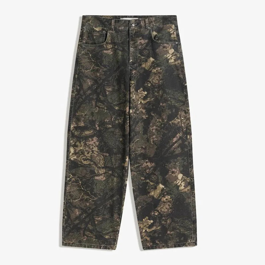 Custom Mens Camo Denim Pants for Men Camo Streetwear Trouser Printed Denim Jeans