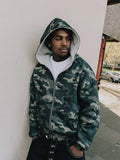 Custom Men's Camo Oversized Zip-Up Reversible Hoodie 100% Cotton Boxy Fit Camouflage Hoodie Unisex