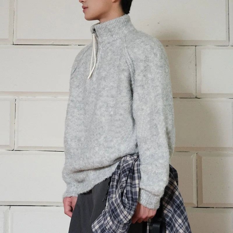 Customizable Quarter Zip Sweater Knitted Winter Clothing Half Zip Furry Sweater for Men Cashmere Sweater