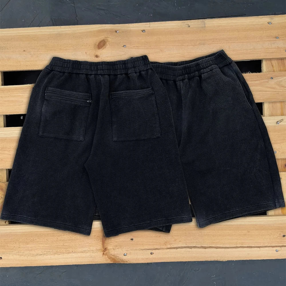Custom Men Summer Casual Shorts for Men Casual Waffle Knit 3/4 Long Shorts