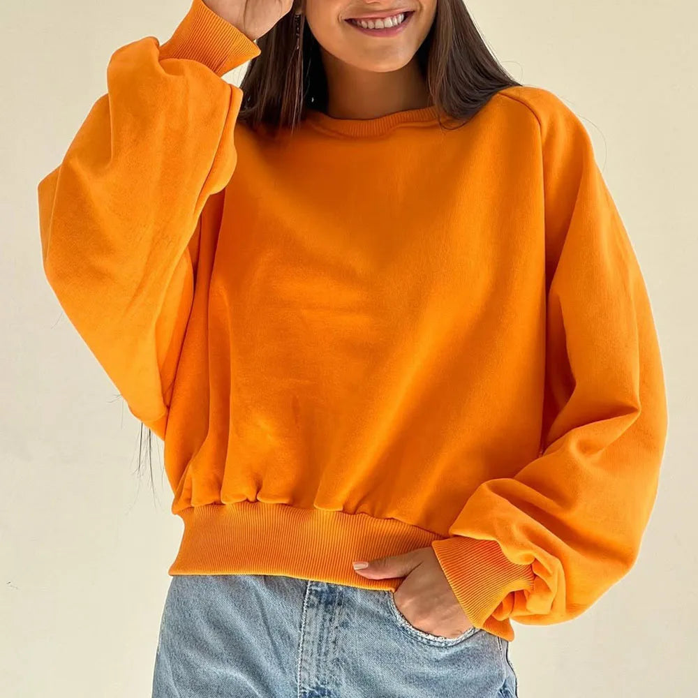 Custom Oversized Cropped Crewneck Sweatshirt Woman Plain Boxy Crop Top Sweatshirt