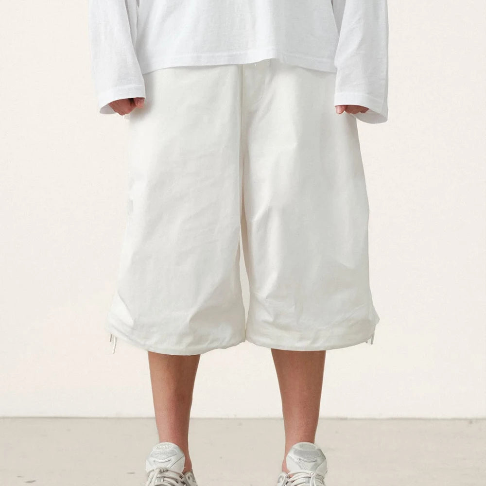 Custom Men's Summer White Long Baggy Shorts for Men Casual Nylon 3/4 Shorts