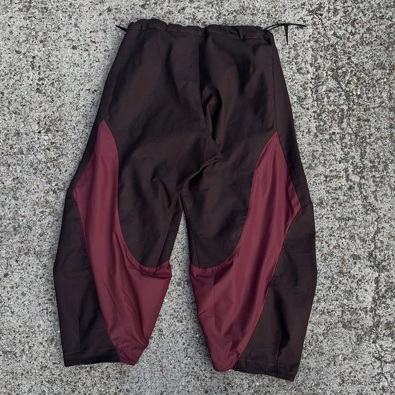 Custom Casual Lightweight Mid Waist Nylon Track Pants Baggy Men Loose Fit Drawstring Closure