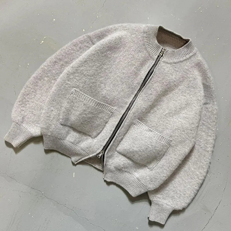 Custom Men Sweaters High Quality Blank Knit Zip up Sweater Chunky Knit Sweaters for Men