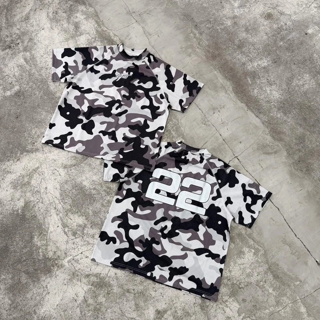 Custom Camouflage Print Tee Shirts with logo Tee Shirt Polyester Jersey Camo Mesh t Shirt