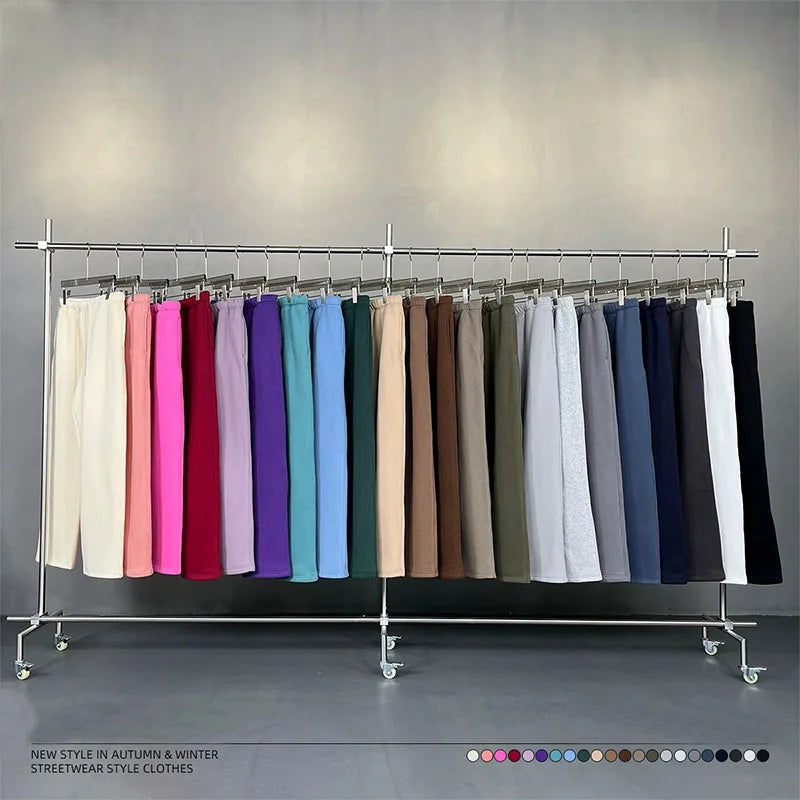 Custom Men's Casual Sweatpants 100% Cotton Mid Waist Straight Leg Open Hem Heavyweight