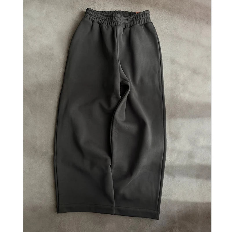 Custom Classic Solid Baggy Straight Leg Wide Leg Vintage Men's Sweatpants 100% Cotton Casual Heavyweight Eco-Friendly Drawstring