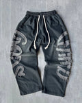 Custom Heavyweight 100% Cotton High Quality Jogger Loose Embroidery Wide Leg Pants Vintage Men Sweatpants