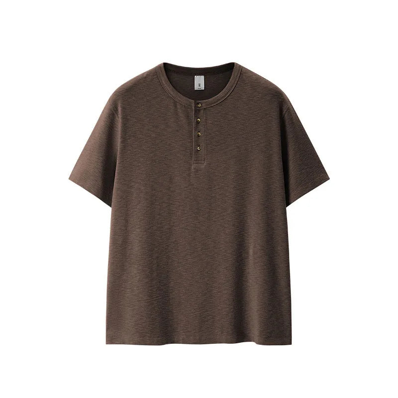 Custom Half Buttoned Down Henley Shirts for Men Summer Casual Cotton Henley t Shirt Unisex