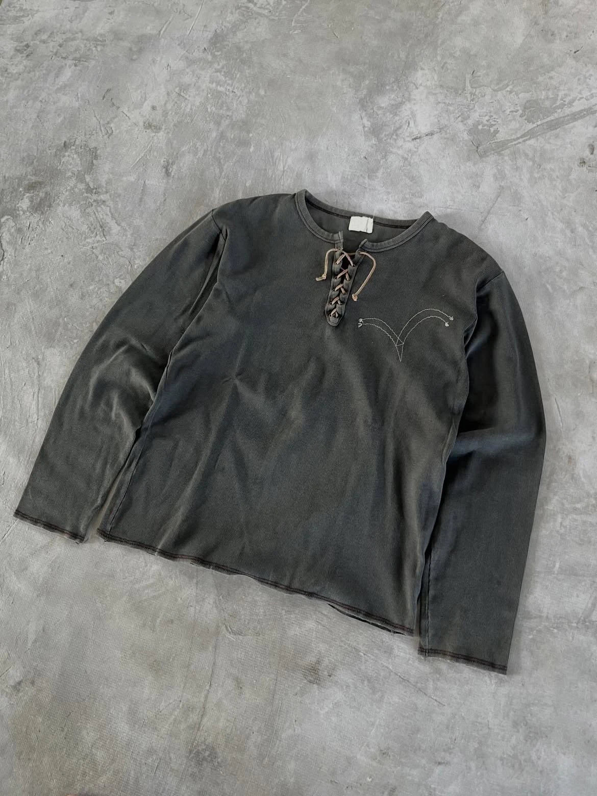 Custom logo Vintage Wash Long Sleeve t Shirt Men Henley Longsleeve Tshirt for Men