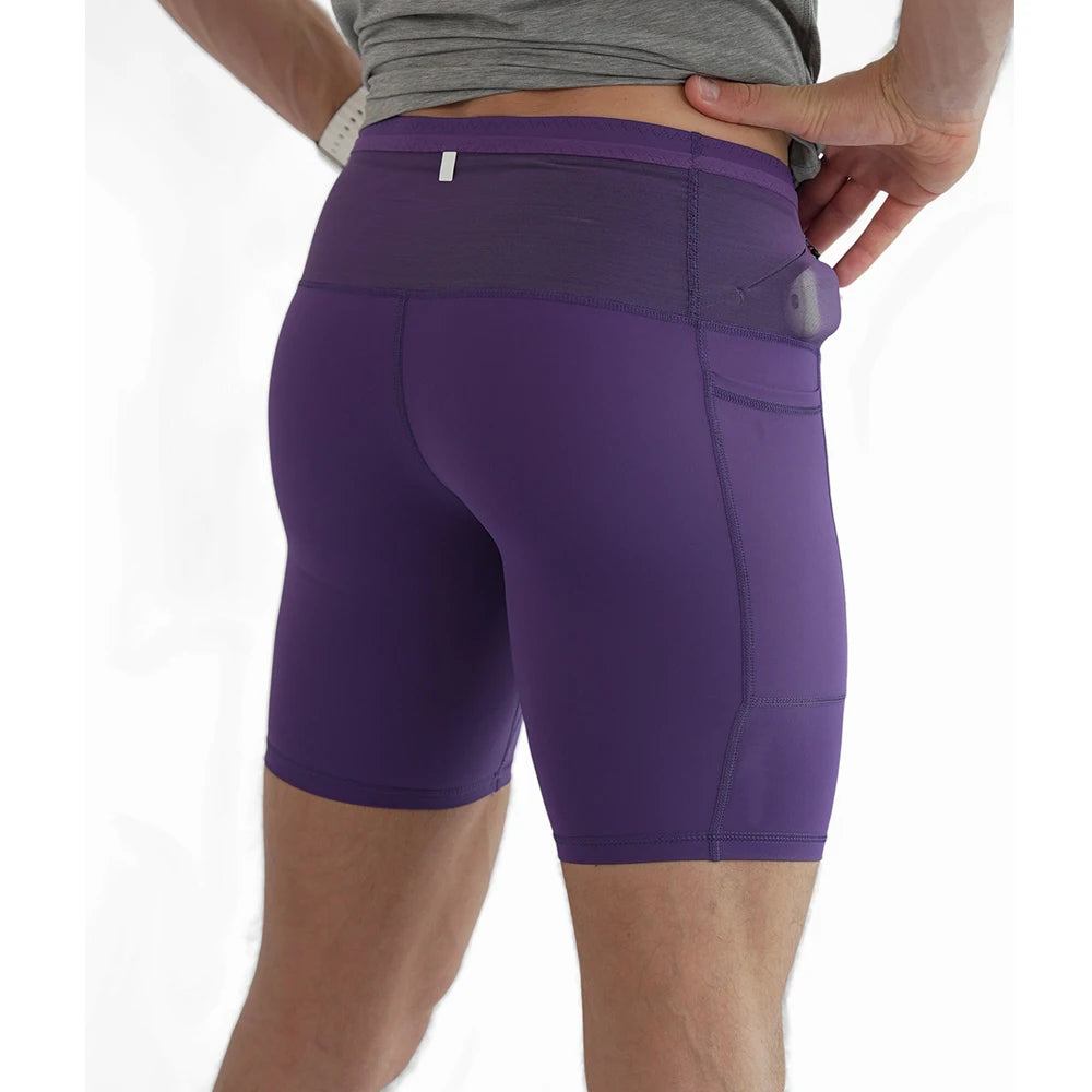 Custom Men's Seamless Running Compression Gym Shorts for Men Marathon Running Shorts with Pocket
