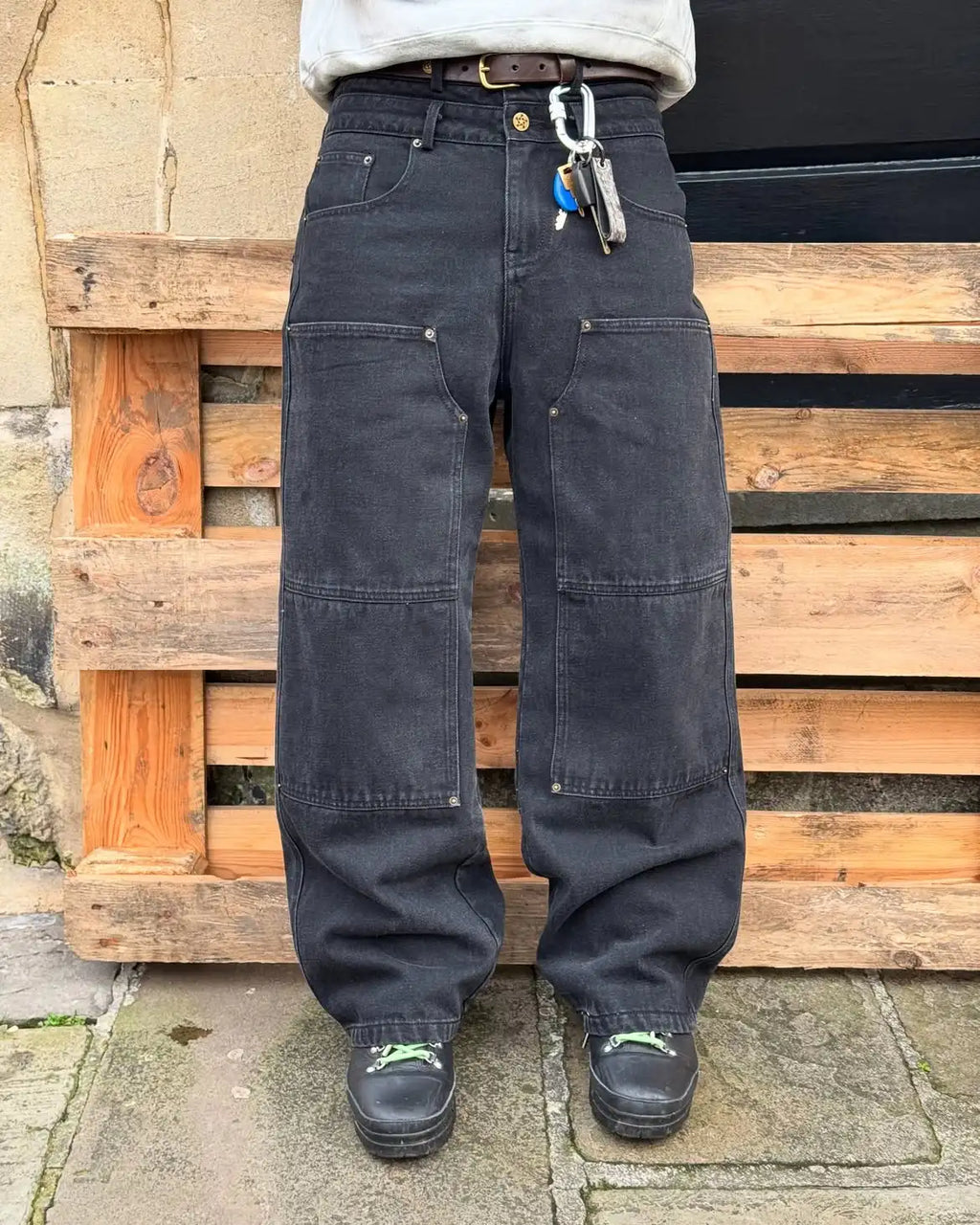 Custom Double Knee Baggy Jeans Pants Men's Denim Jeans Pants for Men Carpenter Jeans