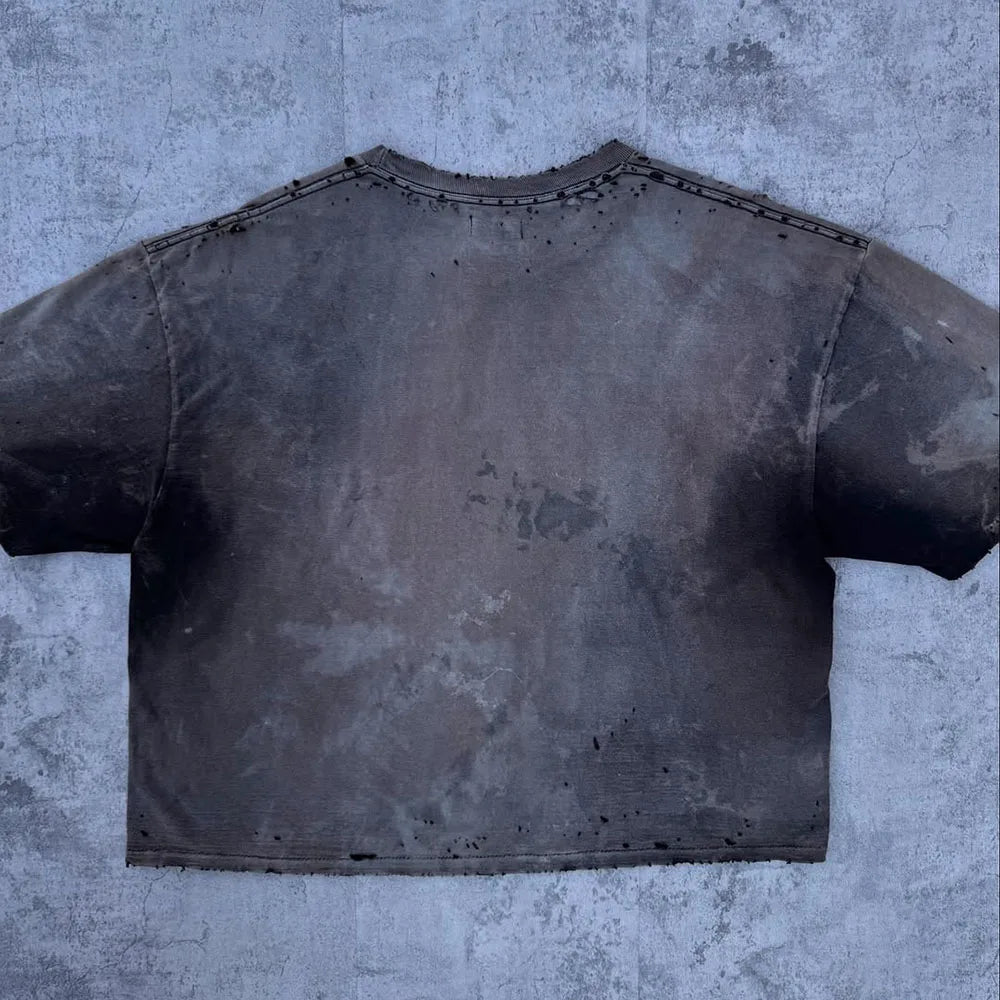 Custom Enzyme Wash T-shirt Men Asid Washed T-shirt Distressed Tee Shirts with logo Customize