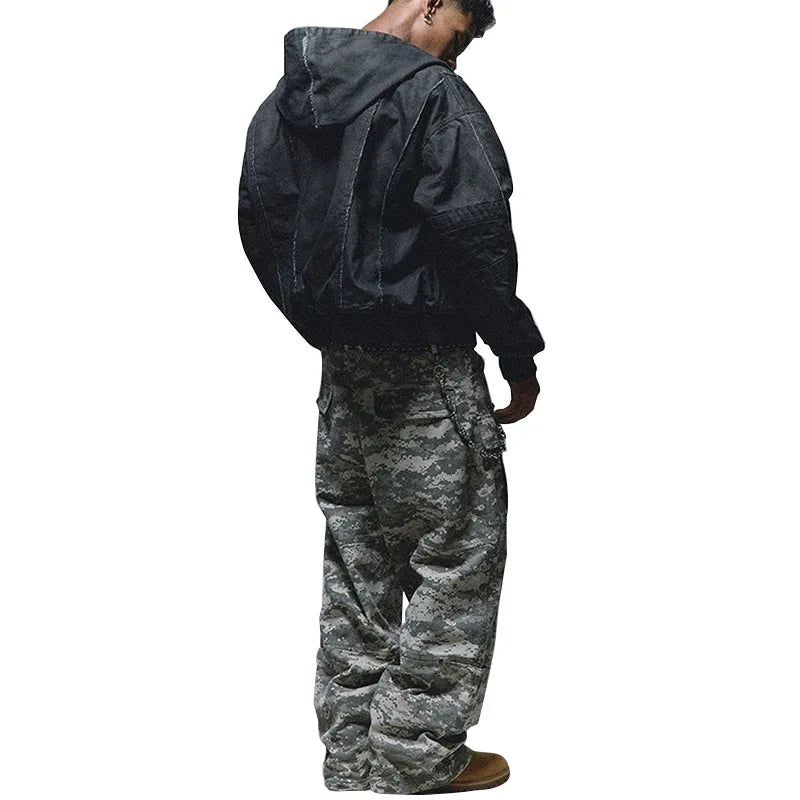 Custom Men's Straight Casual Mid Waist Heavyweight Baggy Cargo Pants Polyester/Cotton Anti-Pilling Side Pockets