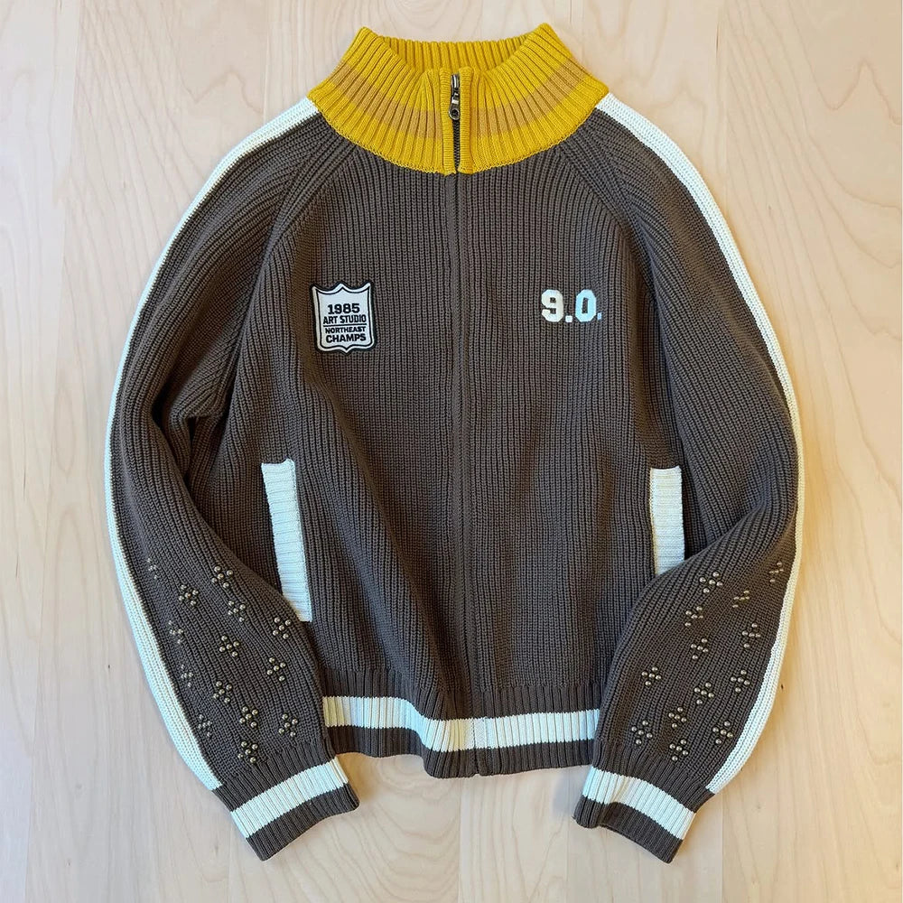 Custom Zip up Coach Knit Jacket Knitwear for Men Zipper Knitted Sweater Winter Clothing Manufacturer