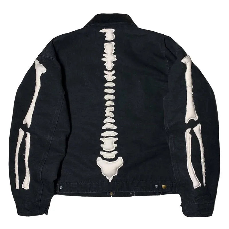 Custom Men's Winter Hooded Casual Jackets Designer Eco-Friendly Embroidery Zip-Up Jacket 100 Grams Thick Skull Pattern