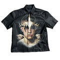 Custom Mens Leather Shirt for Men Zip up Black Leather Shirt Short Sleeve Graphic Print Pu Leather Shirt