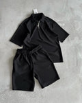 Custom Men Summer Clothes Sets Tshirt and Shorts Co Ord Set Men Casual Waffle Polo Shirt and Shorts 2 Piece Set Man