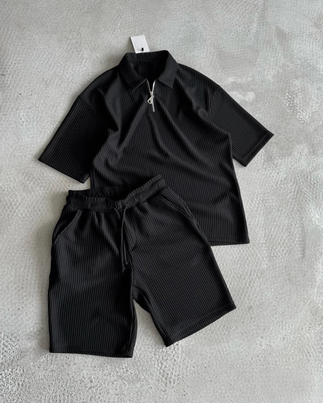Custom Men Summer Clothes Sets Tshirt and Shorts Co Ord Set Men Casual Waffle Polo Shirt and Shorts 2 Piece Set Man