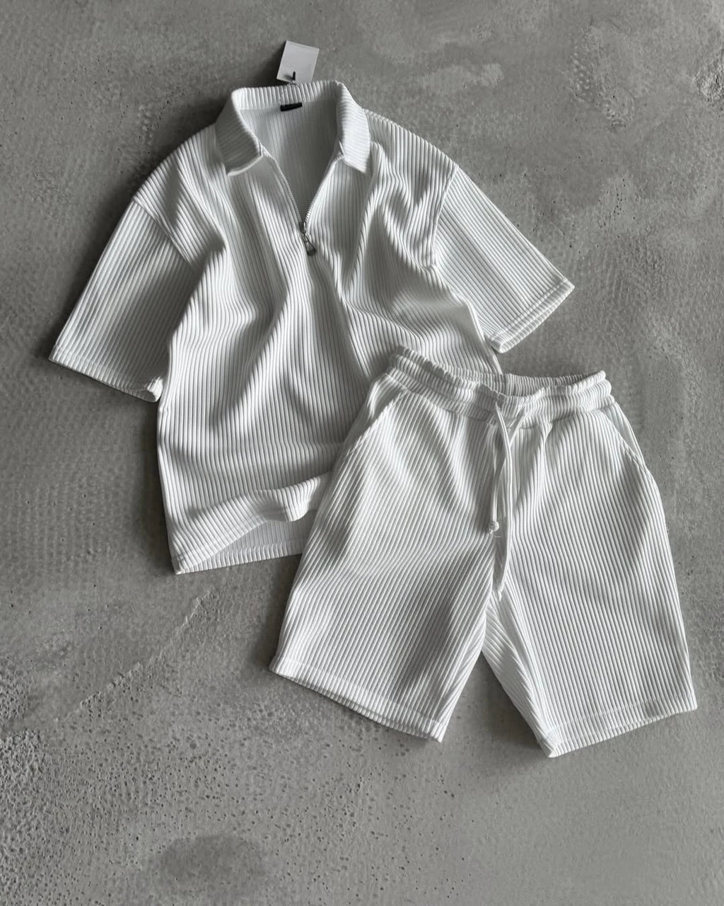 Custom Men Summer Clothes Sets Tshirt and Shorts Co Ord Set Men Casual Waffle Polo Shirt and Shorts 2 Piece Set Man