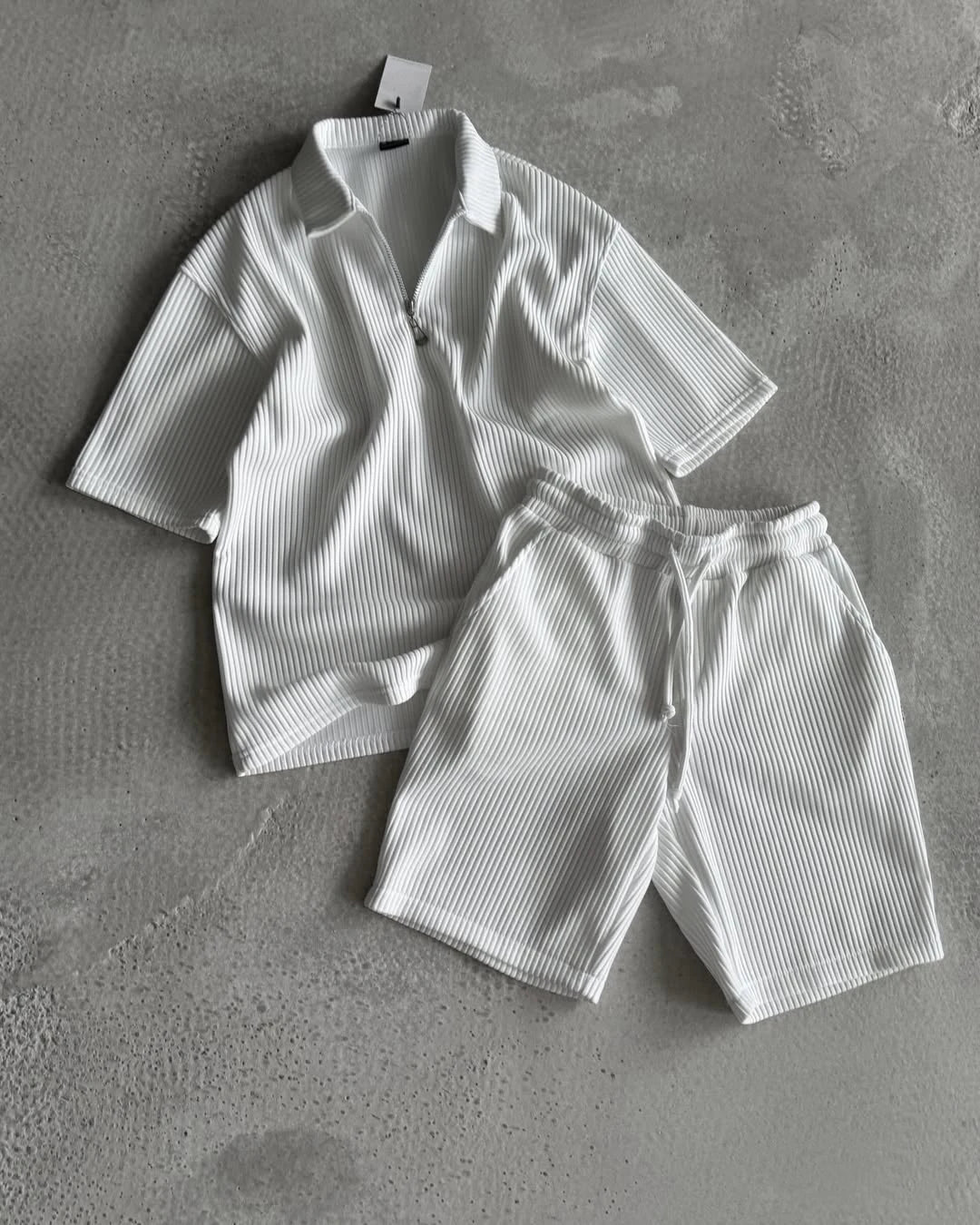 Custom Men Summer Clothes Sets Tshirt and Shorts Co Ord Set Men Casual Waffle Polo Shirt and Shorts 2 Piece Set Man