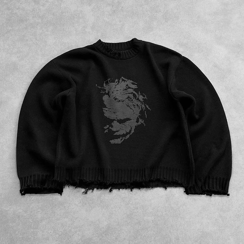 Custom Plus Size Men's Knitted Sweater Man Streetwear Reversible Oversized Sweater Manufacturer Winter Knitwear Men