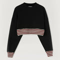 Women's Knitted 100% Cotton Crop Crewneck Sweatshirt Customizable with Your Logo Hooded Casual Style for Spring & Autumn Seasons