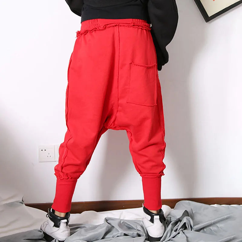 Custom Unisex Casual Spring Harem Pants 100% Cotton High Waist Drawstring Closure