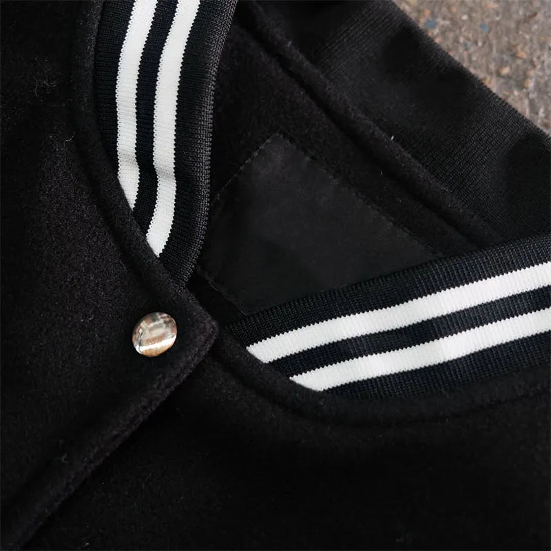 Custom Cropped Varsity Jacket Men Black Varsity Jacket for Men Baseball Letterman Varsity Jackets