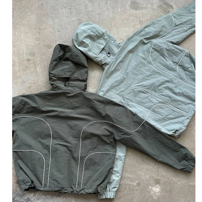 Custom Men's Windbreaker Jacket Zip up Nylon Wind Breakers Men Jacket Lightweight Boxy Jacket