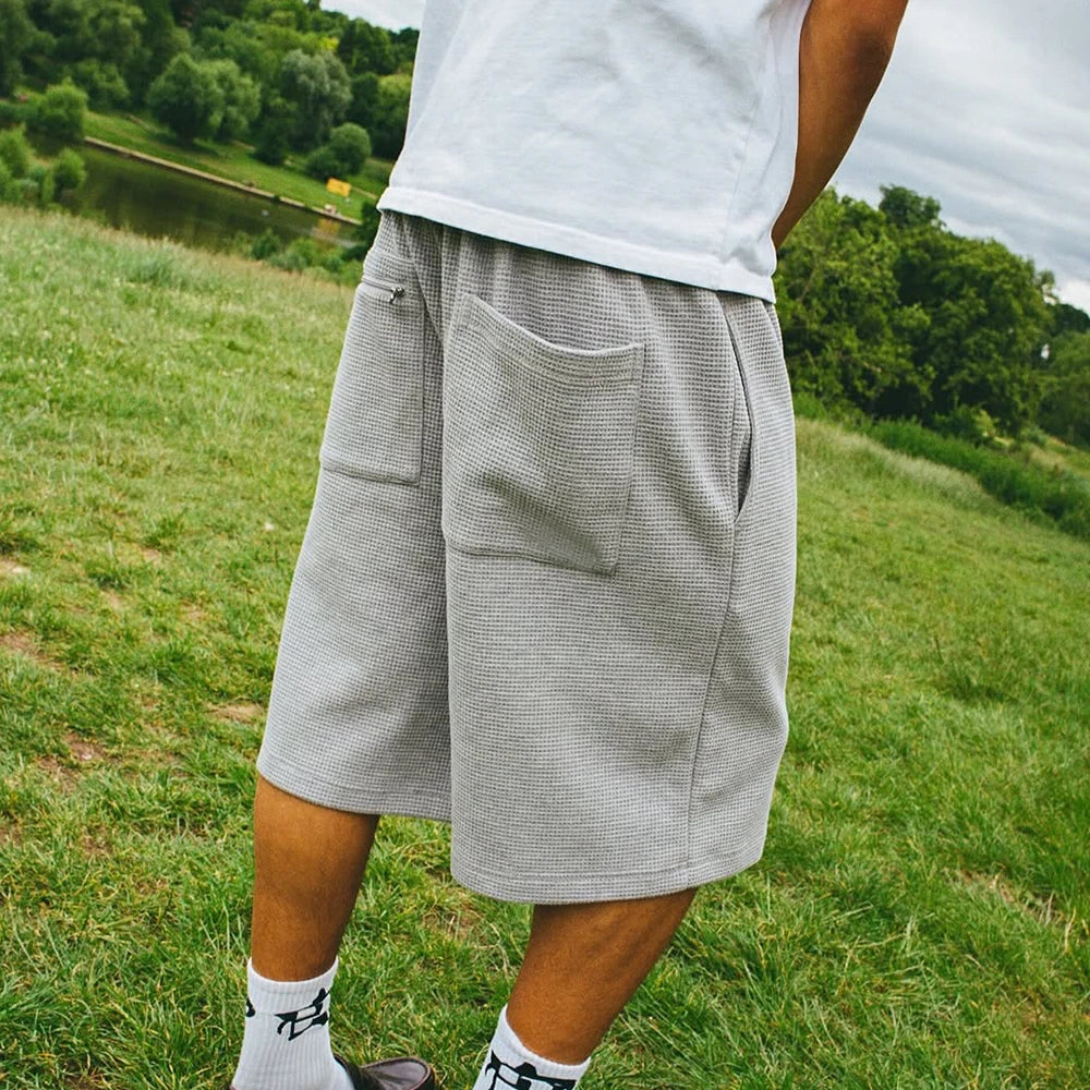 Custom Men Summer Casual Shorts for Men Casual Waffle Knit 3/4 Long Shorts