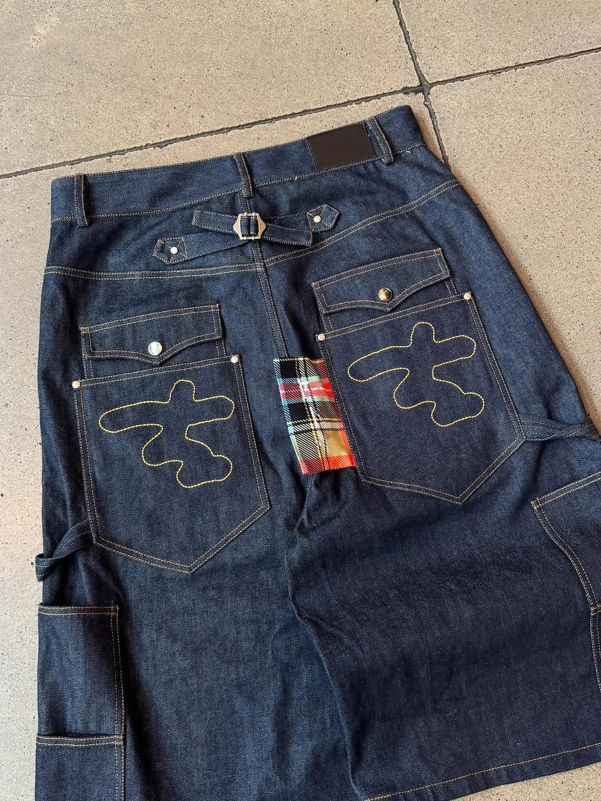 Custom Men's Streetwear Carpenter Denim Shorts 100% Cotton Baggy Work Half Pants for Men Long Denim Jorts