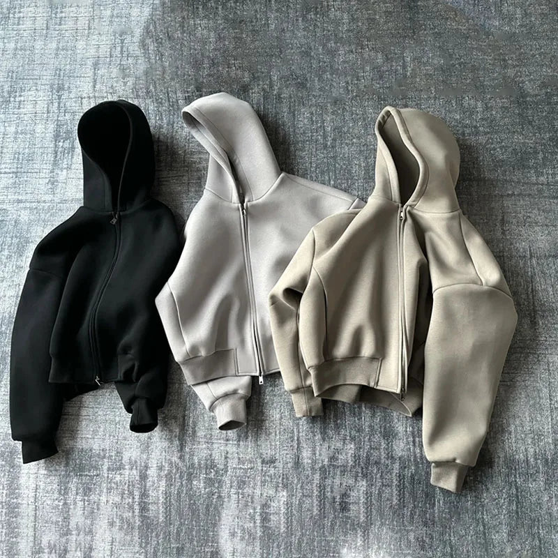 Custom Plus Size Winter Heavyweight Casual Solid Track Suit for Men High Quality Satin Lined Drawstring Hoodie Sweatpants Set