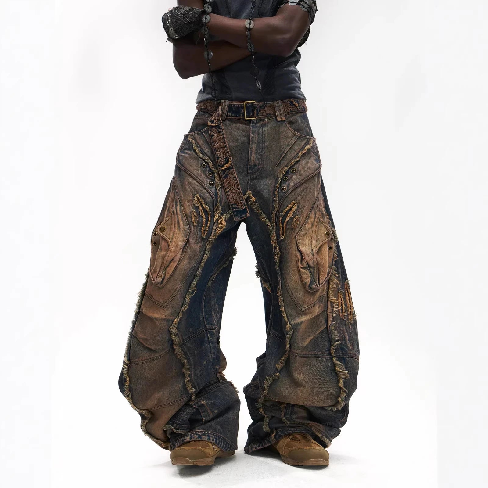 Wholesale  Men's Heavy Duty Denim Jeans Light Wash Heavyweight Streetwear Baggy Denim Jeans Pants