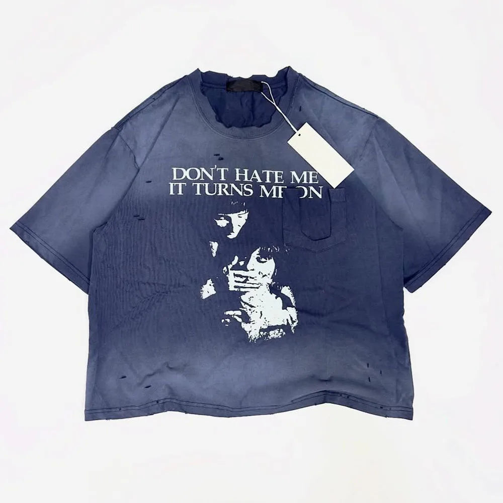 Custom Heavyweight 100% Cotton Street Wear  Printed Short Sleeved Wash Tshirt Men's Clothing T-shirts for Men