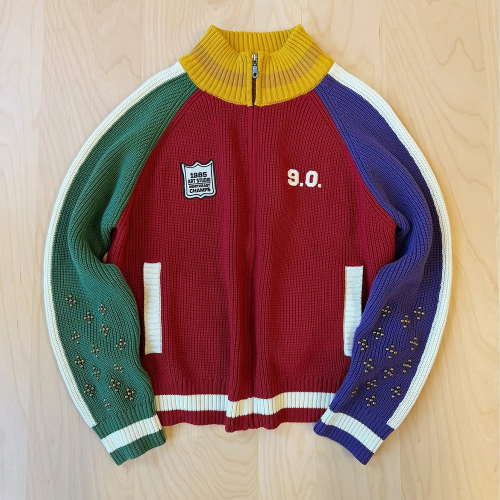 Custom Zip up Coach Knit Jacket Knitwear for Men Zipper Knitted Sweater Winter Clothing Manufacturer