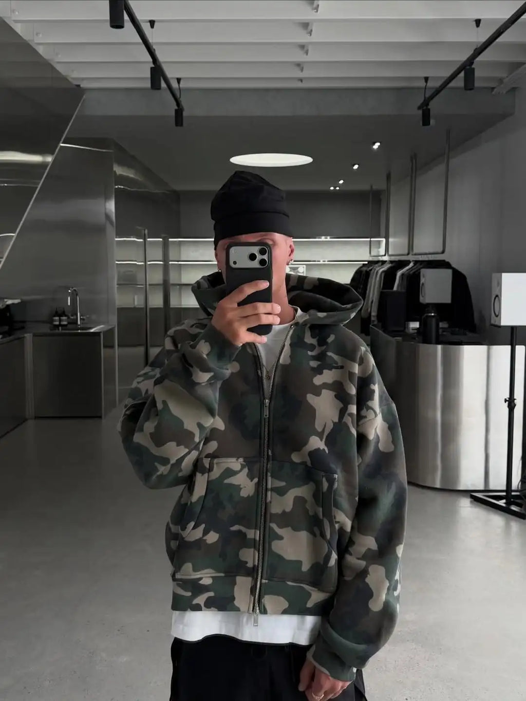 High Quality Heavyweight Boxy Camouflage Hoodie 400gsm Oversized Custom Camo Print Hoodie for Men