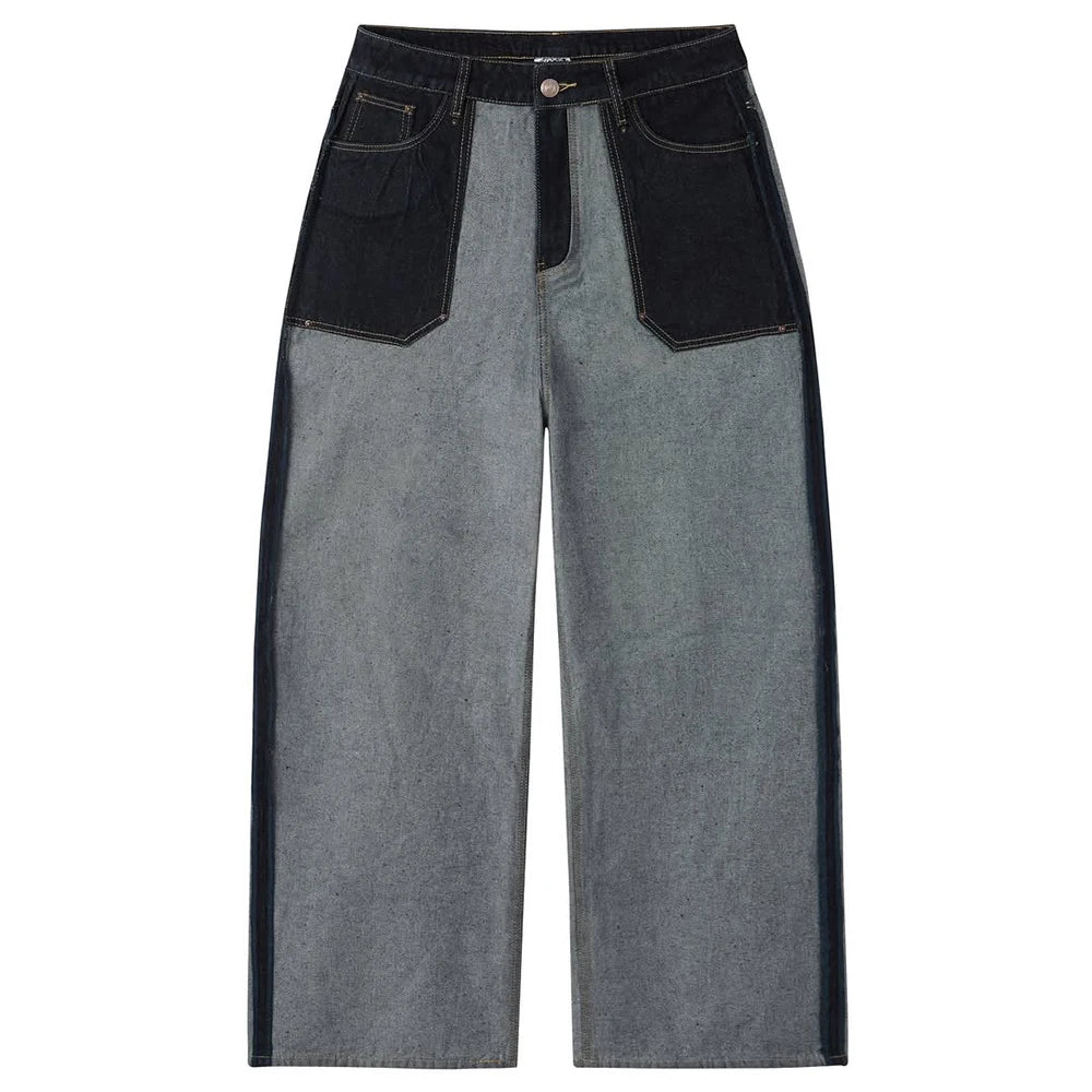 Custom Reverse Raw Baggy Denim Jeans for Men Straight Fit Raw Denim Jeans High Quality
