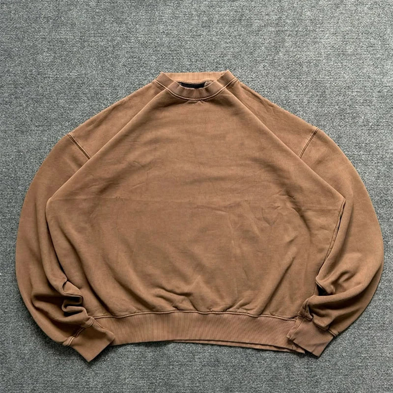Custom Unisex Crew Neck Sweatshirt 100% Cotton Solid Vintage Oversized Autumn Eco-Friendly