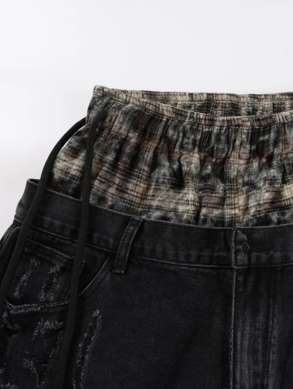 Custom Plus Size Women's Double Layer Waist Baggy Denim Jeans Ripped Wide Leg Jeans for Ladies