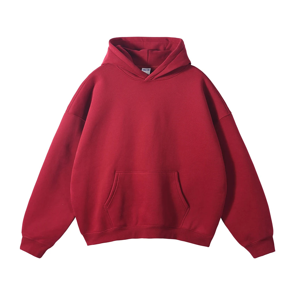 Custom Heavyweight 100% Cotton Pullover Hoodie 3D Embossed Streetwear Oversized and Hooded with Solid Pattern for Men