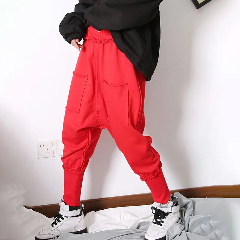 Custom Unisex Casual Spring Harem Pants 100% Cotton High Waist Drawstring Closure