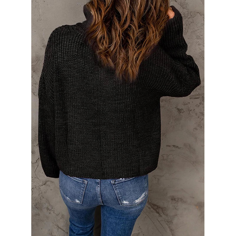 Custom Plus Size Women's Winter Sweaters Quarter Zip Sweater Ladies Pullover Sweater