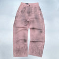 Custom Men's Pink Straight Casual Light Wash Mid Waist Knitted Denim Jeans Washable Spring Street Wear