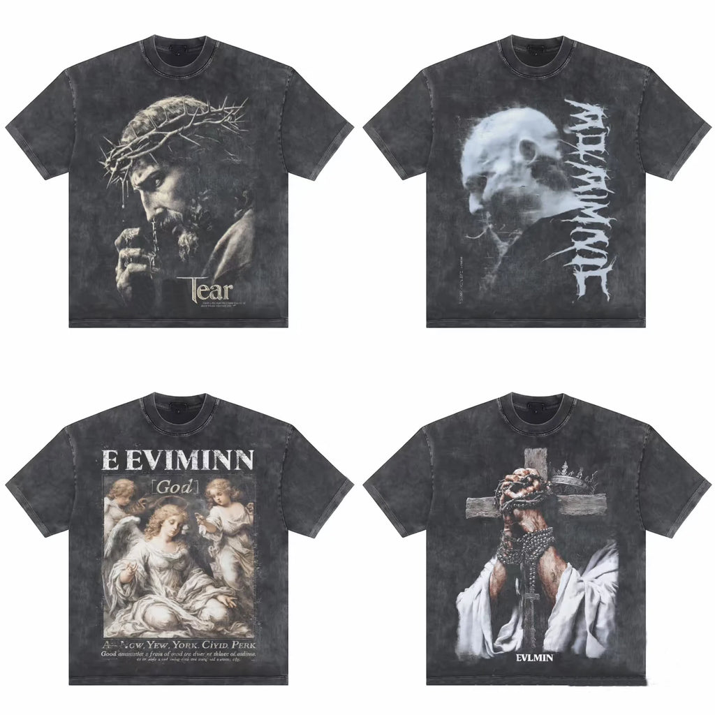 Custom logo Men's Cotton Dtg Printed T-shirts Vintage Wash Graphic Print on Demand T-shirt for Men