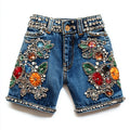 Denim Men's Plus Size Shorts Breathable Smart Casual Elastic Waist Knitted Sashes Stitching Distressed Cut with Hem Hot Shorts