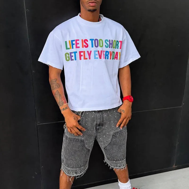 Custom Cropped t Shirt Men Tee Shirts with logo Customize White Tee Shirts for Men