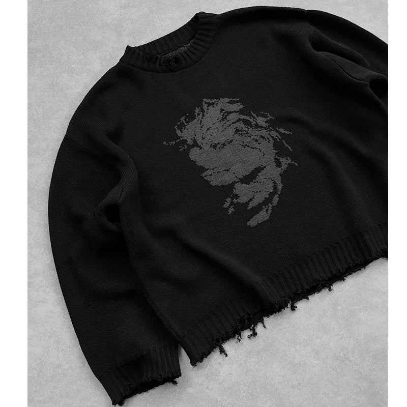 Custom Plus Size Men's Knitted Sweater Man Streetwear Reversible Oversized Sweater Manufacturer Winter Knitwear Men